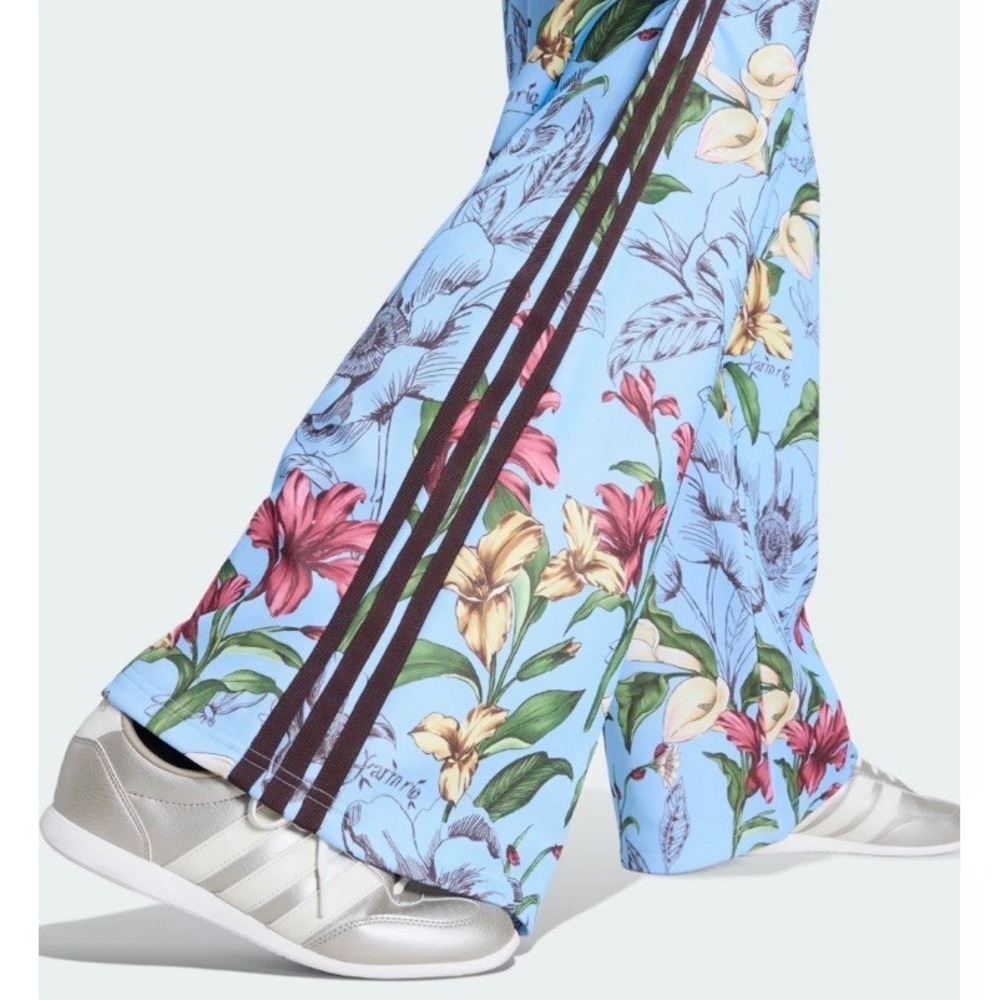 Adidas x FARM Rio Women's Wide Leg Track Pants S Floral 3-Stripes Tropical NWT